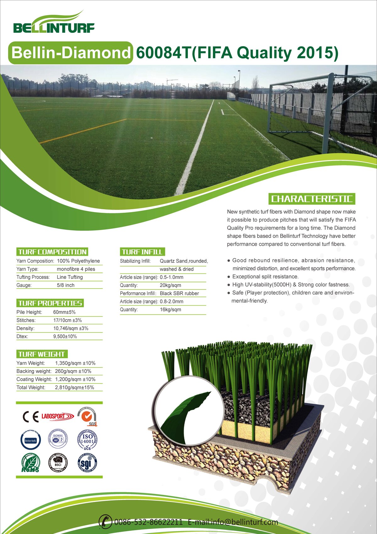 Sợi Diamond Bellinturf - Cấu trúc hình học kim cương độc quyền